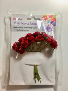 Mini Paper Rose Flower Bunch, 12 heads, 2cm