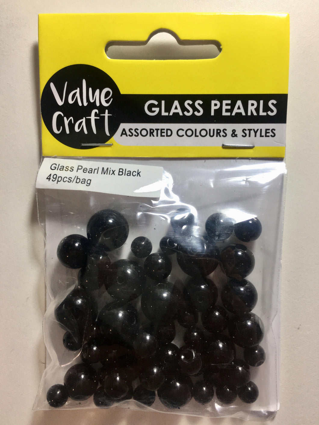 Glass Pearl Beads, 49 pieces, Assorted Size Bag